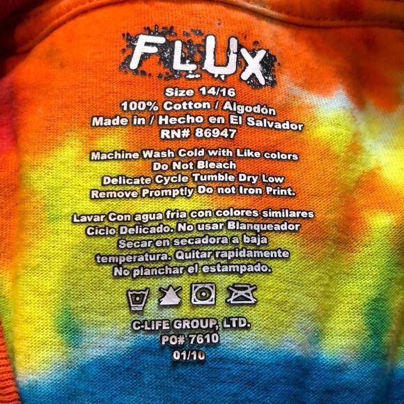 Flux Colorful Tie Dye Tee Shirt Peace Sign - Picture 6 of 9